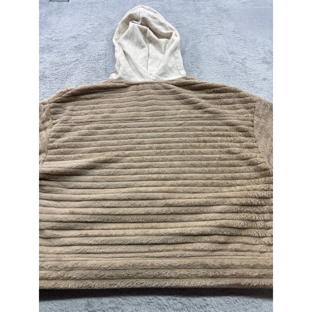 Auburn Tigers Rivalry Threads Women XL Ribbed Faux Fur Boxy Short Hoodie Tan - Picture 4 of 4